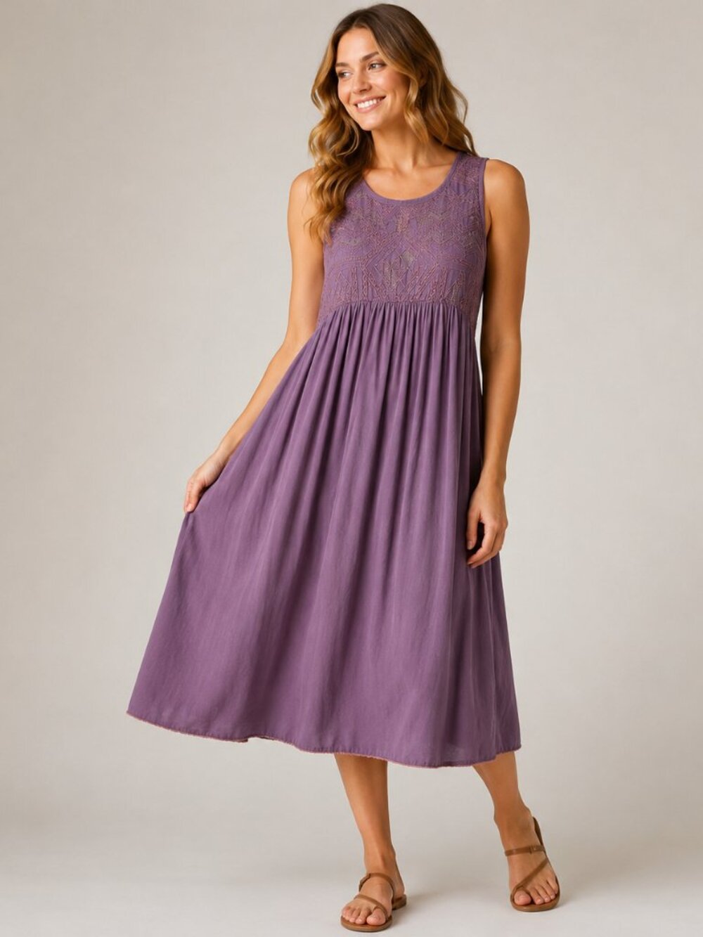 Aritzia Wilfred Dusty Purple Embroidered Midi Dress XS